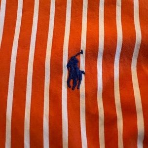 Ralph Lauren Button Up Dress Shirt Orange White Stripes L 16